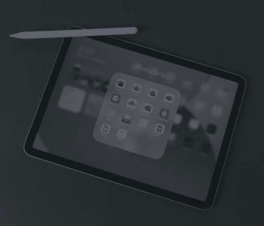 black and white image of an ipad